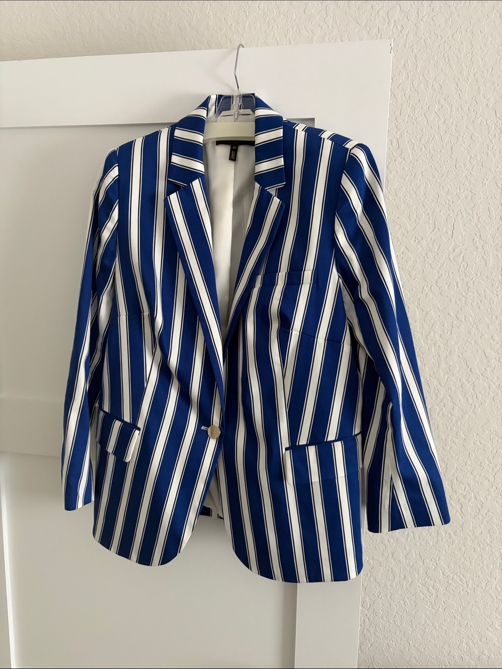 Escada Blue and White Striped Blazer